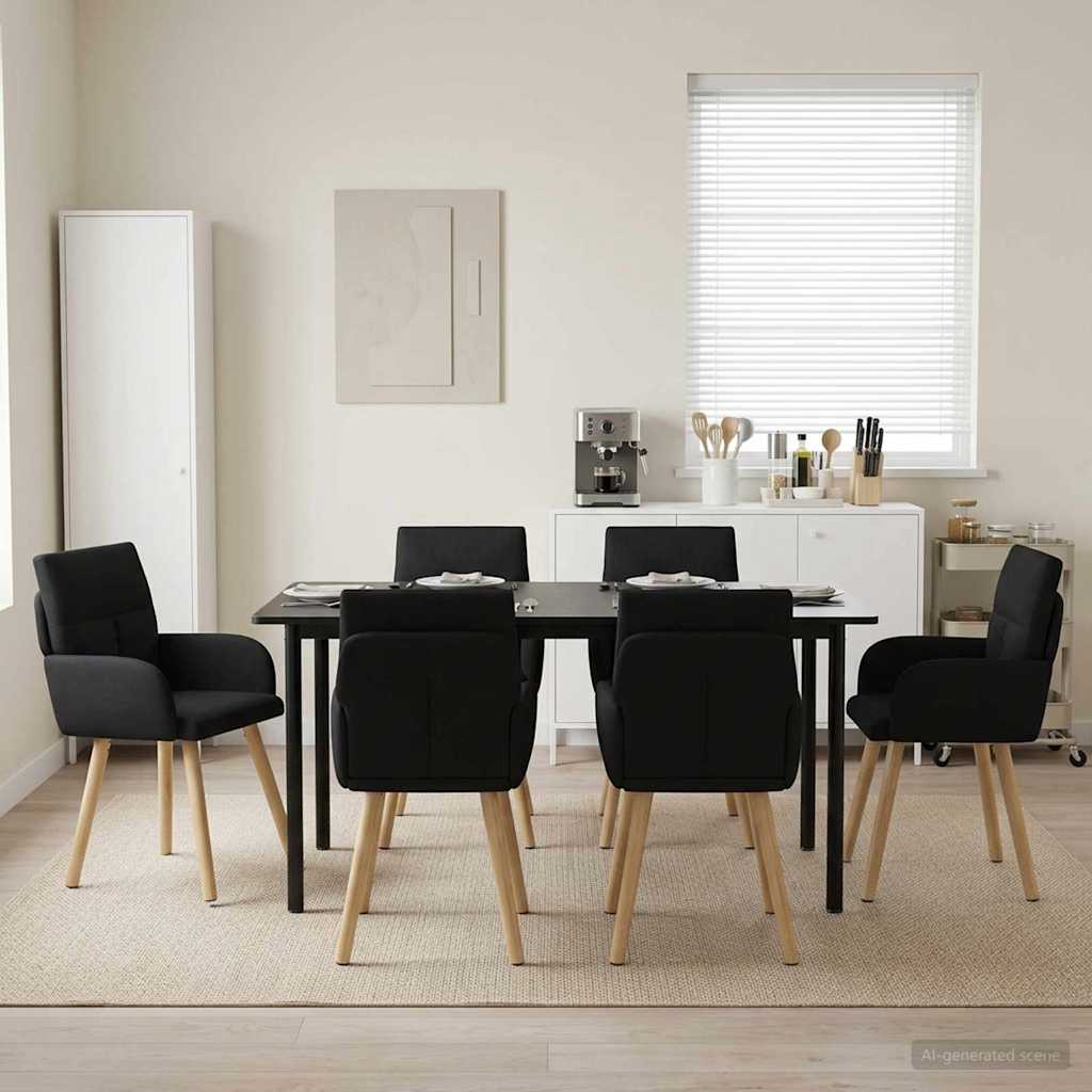 Esszimmerstühle 6 stk. Stoff Schwarz 60 x 56 x 96 cm