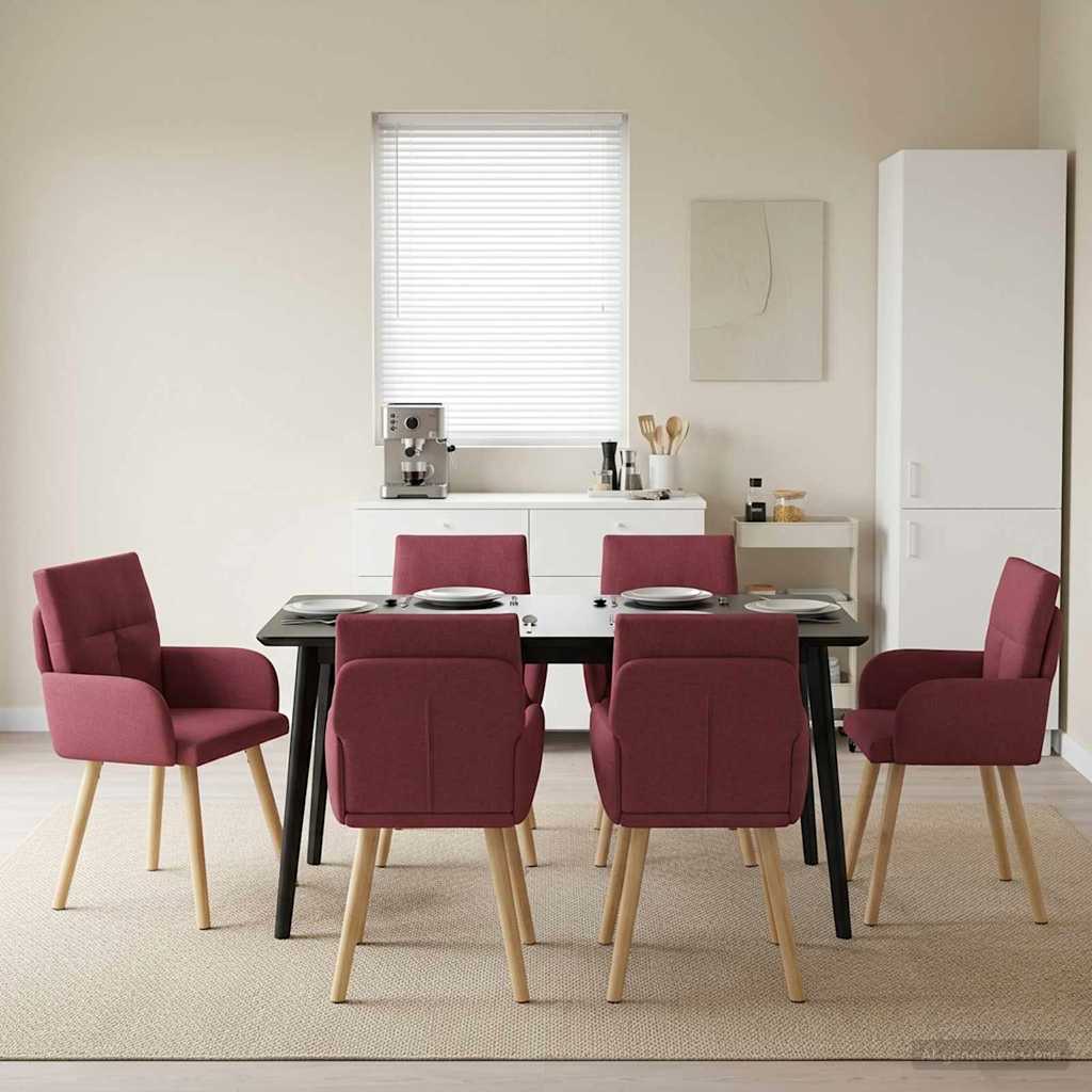 Esszimmerstühle 6 stk. Stoff Weinrot 60 x 56 x 96 cm