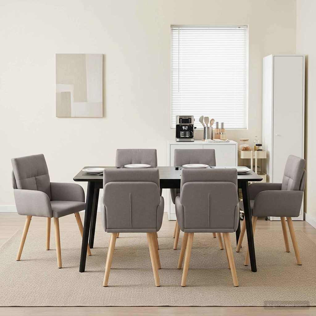 Esszimmerstühle 6 stk. Stoff Taupe 60 x 56 x 96 cm