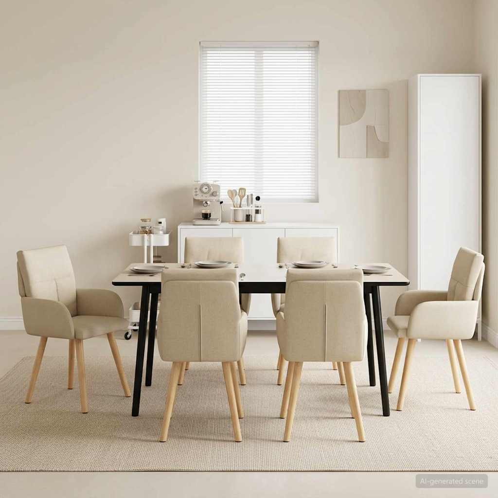 Esszimmerstühle 6 stk. Stoff Creme 60 x 56 x 96 cm