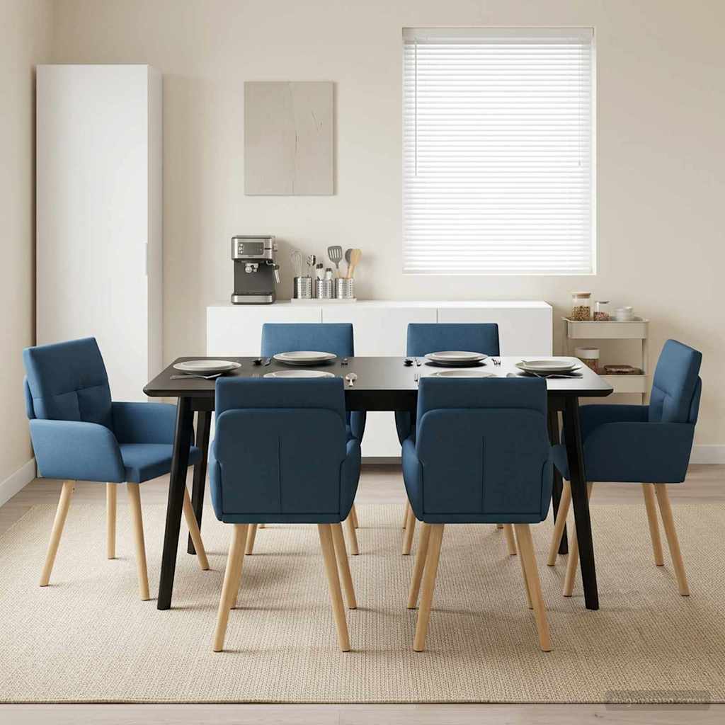 Esszimmerstühle 6 stk. Stoff Blau 60 x 56 x 96 cm