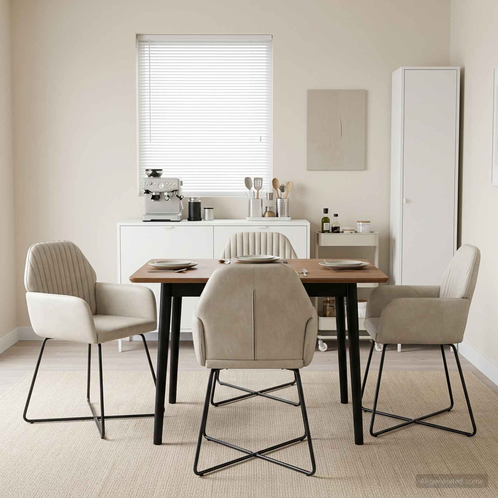 Esszimmerstühle 4 stk. Samt Creme 55 x 50 x 84 cm