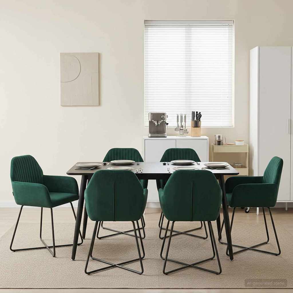 Esszimmerstühle 6 stk. Samt Dunkelgrün 55 x 50 x 84 cm