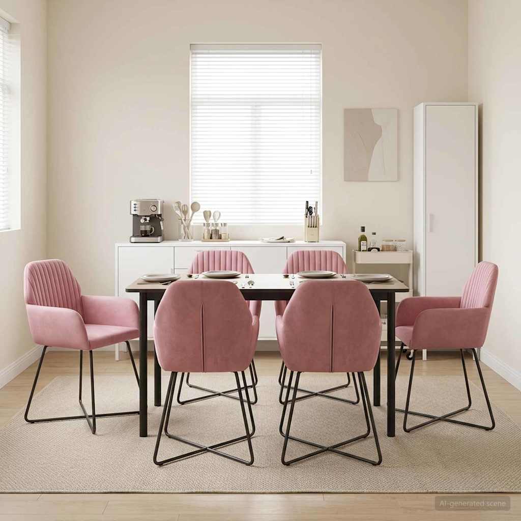 Esszimmerstühle 6 stk. Samt Rosa 55 x 50 x 84 cm