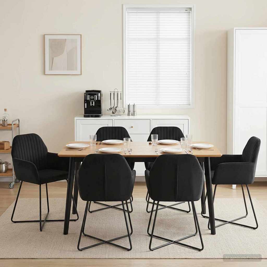 Esszimmerstühle 6 stk. Samt Schwarz 55 x 50 x 84 cm