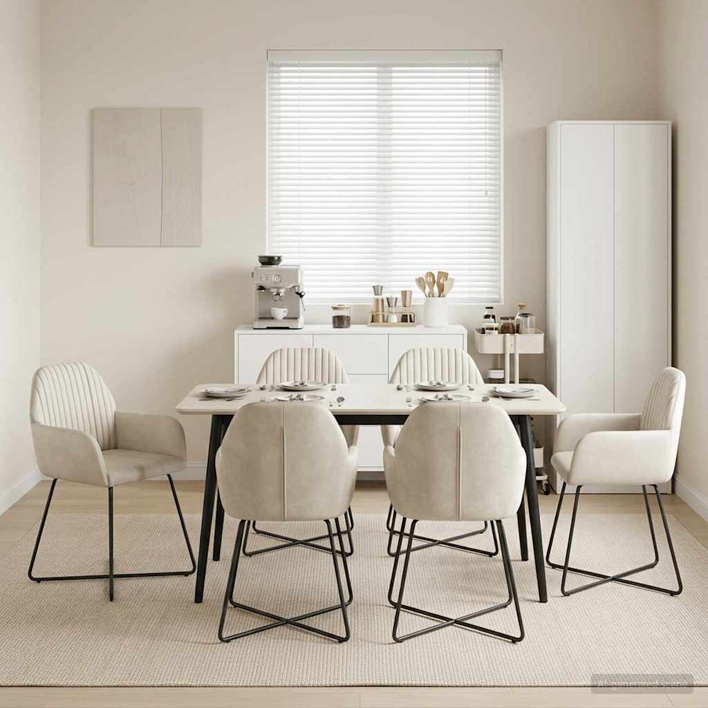 Esszimmerstühle 6 stk. Samt Creme 55 x 50 x 84 cm