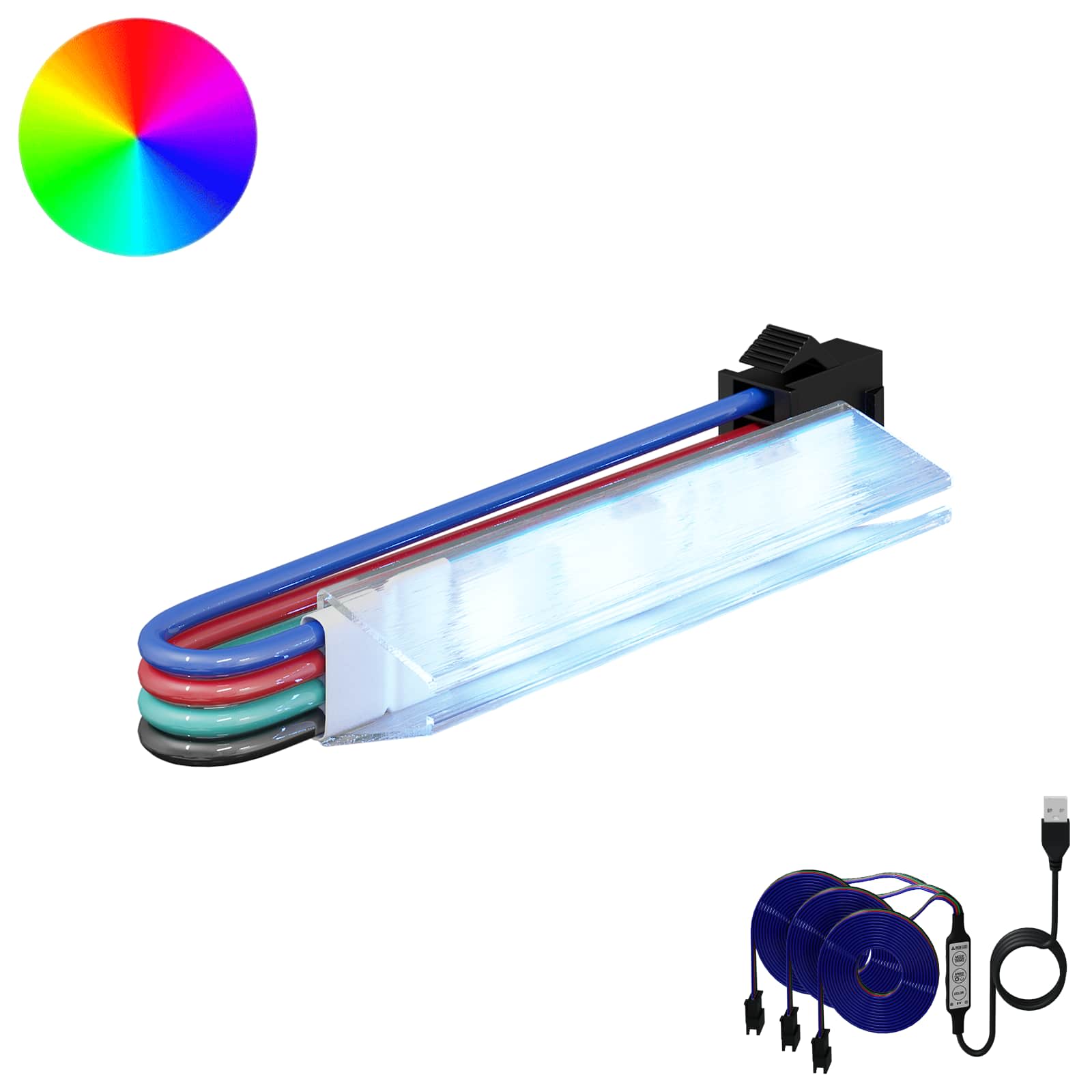 LED Streifen 12 stk. Schwarz und Mehrfarbig