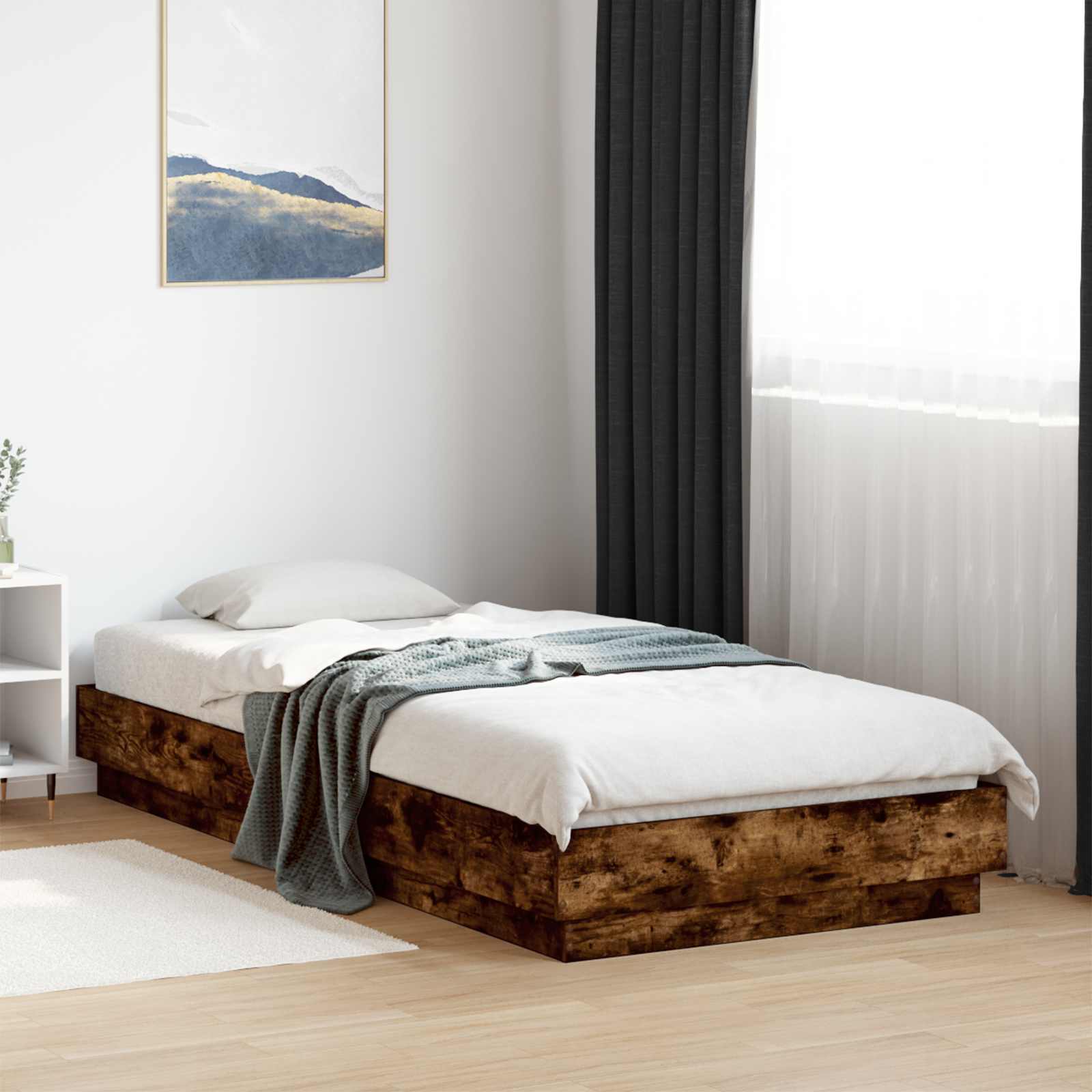 Bettgestell mit LED Geräucherte Eiche 80 x 200 cm Holzwerkstoff