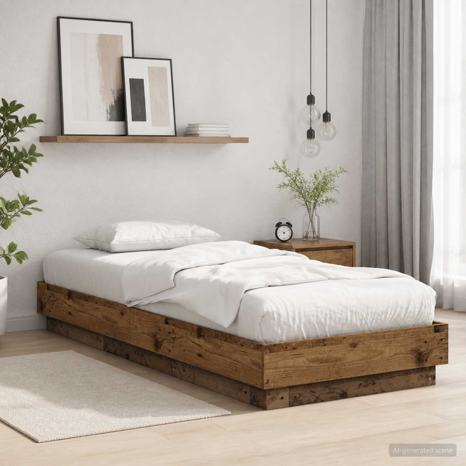 Bettgestell mit LED Altholz 80 x 200 cm Holzwerkstoff