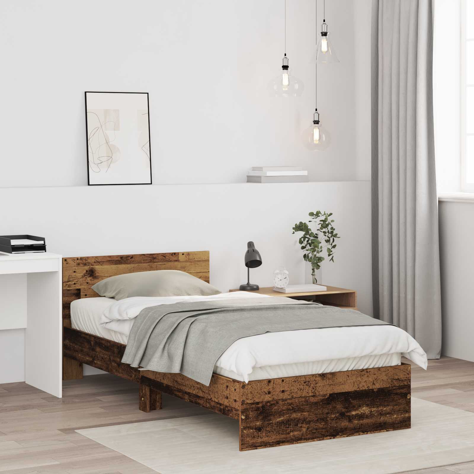 Bettgestell mit Kopfteil mit Kopfteil Altholz Holzwerkstoff