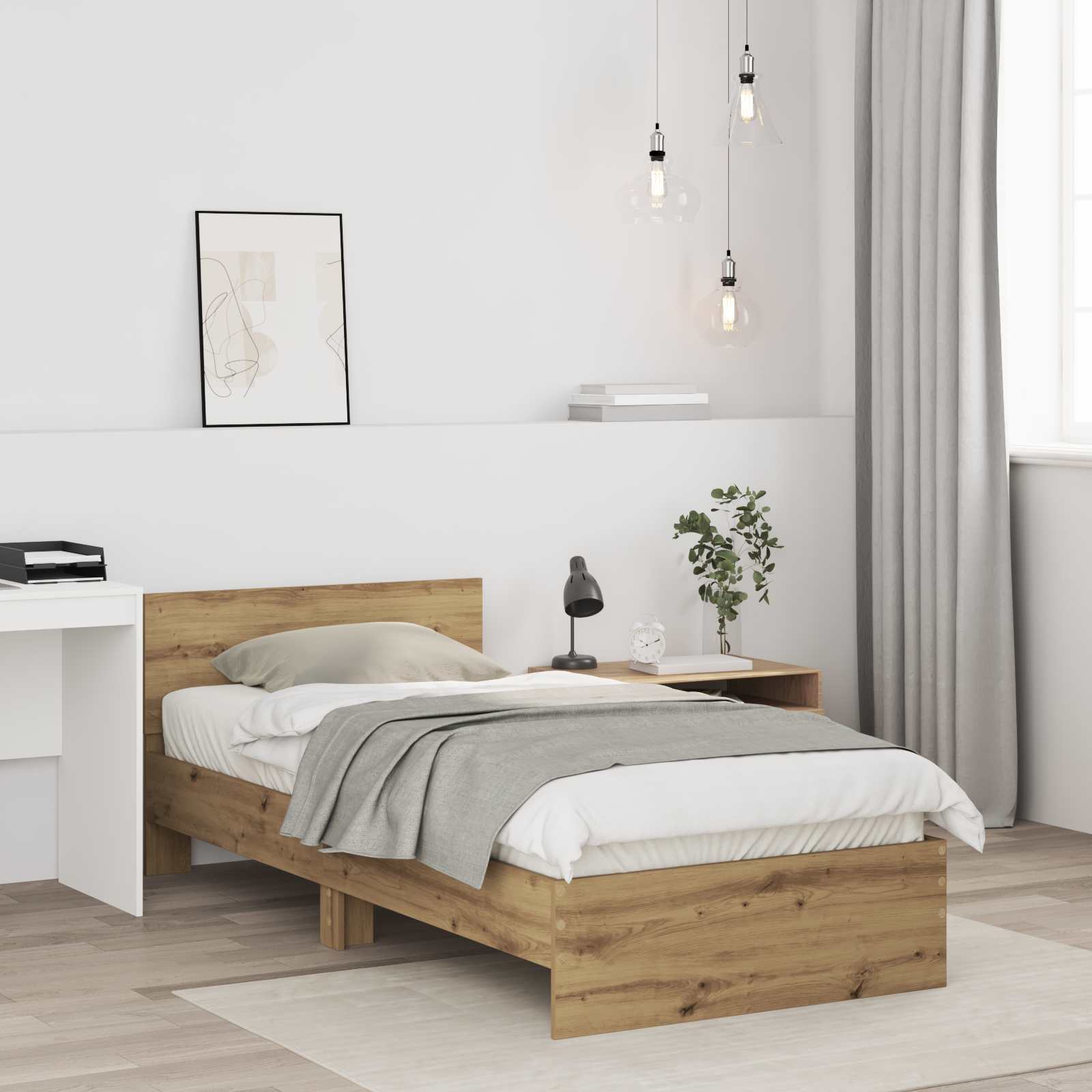 Bettgestell mit Kopfteil Artisan-Eiche Holzwerkstoff