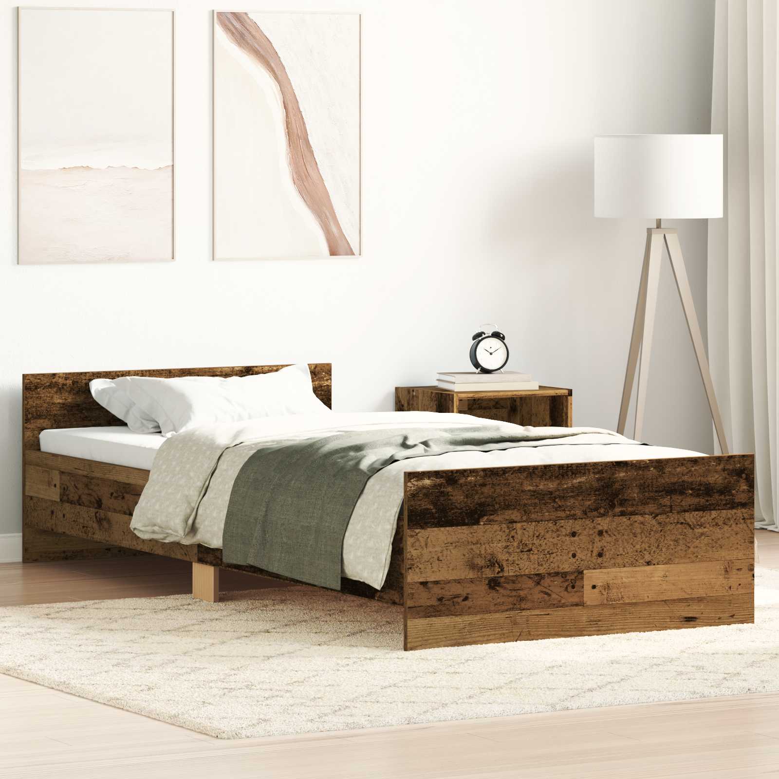 Bettrahmen mit Kopfteil Altholz Holzwerkstoff