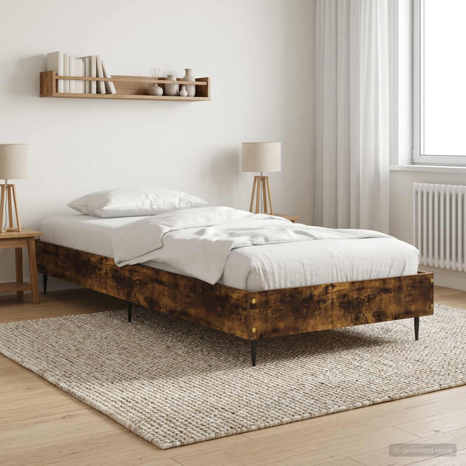 Bettrahmen Räuchereiche 80 x 200 cm Holzwerkstoff