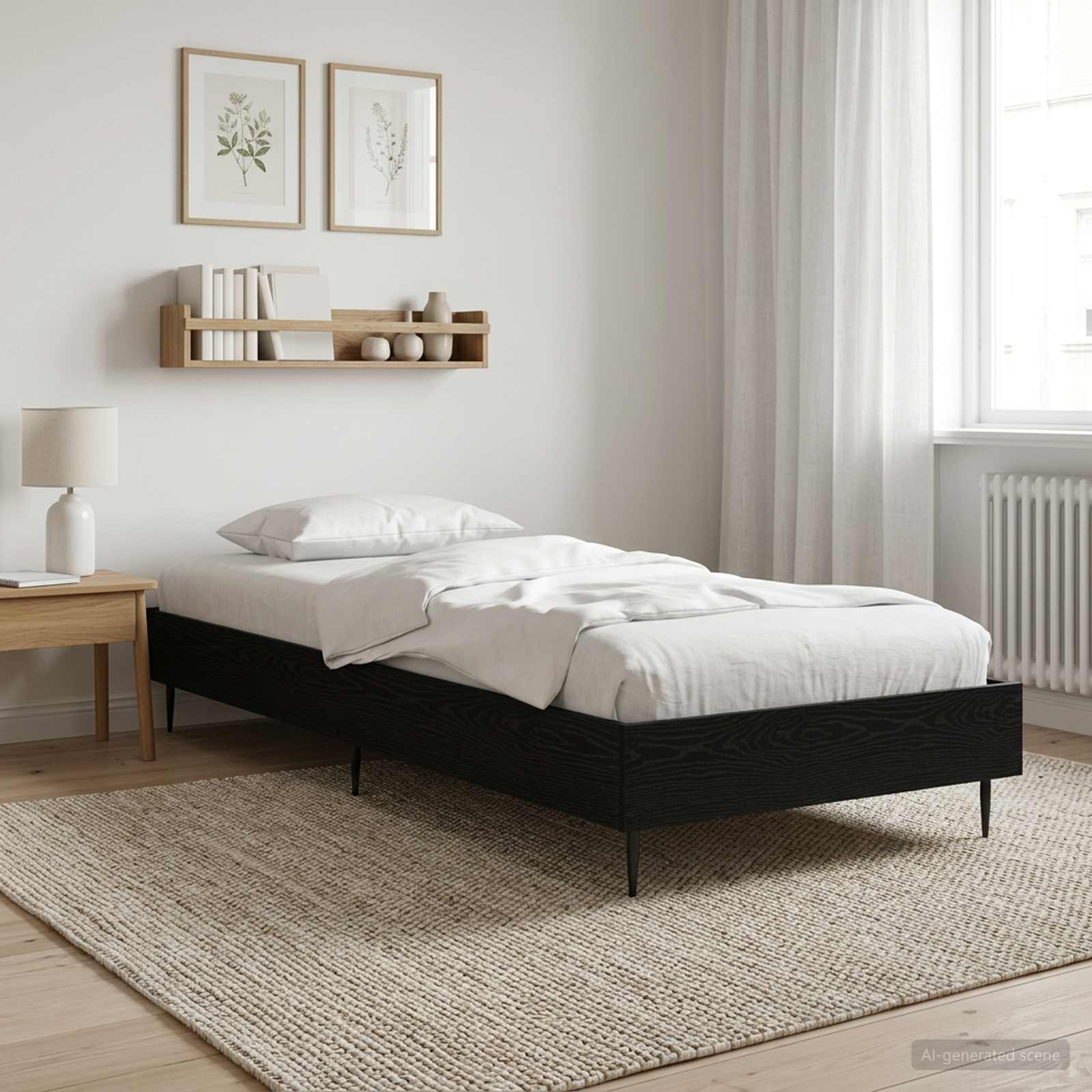 Bettrahmen Schwarz Eichen-Optik 80 x 200 cm Holzwerkstoff