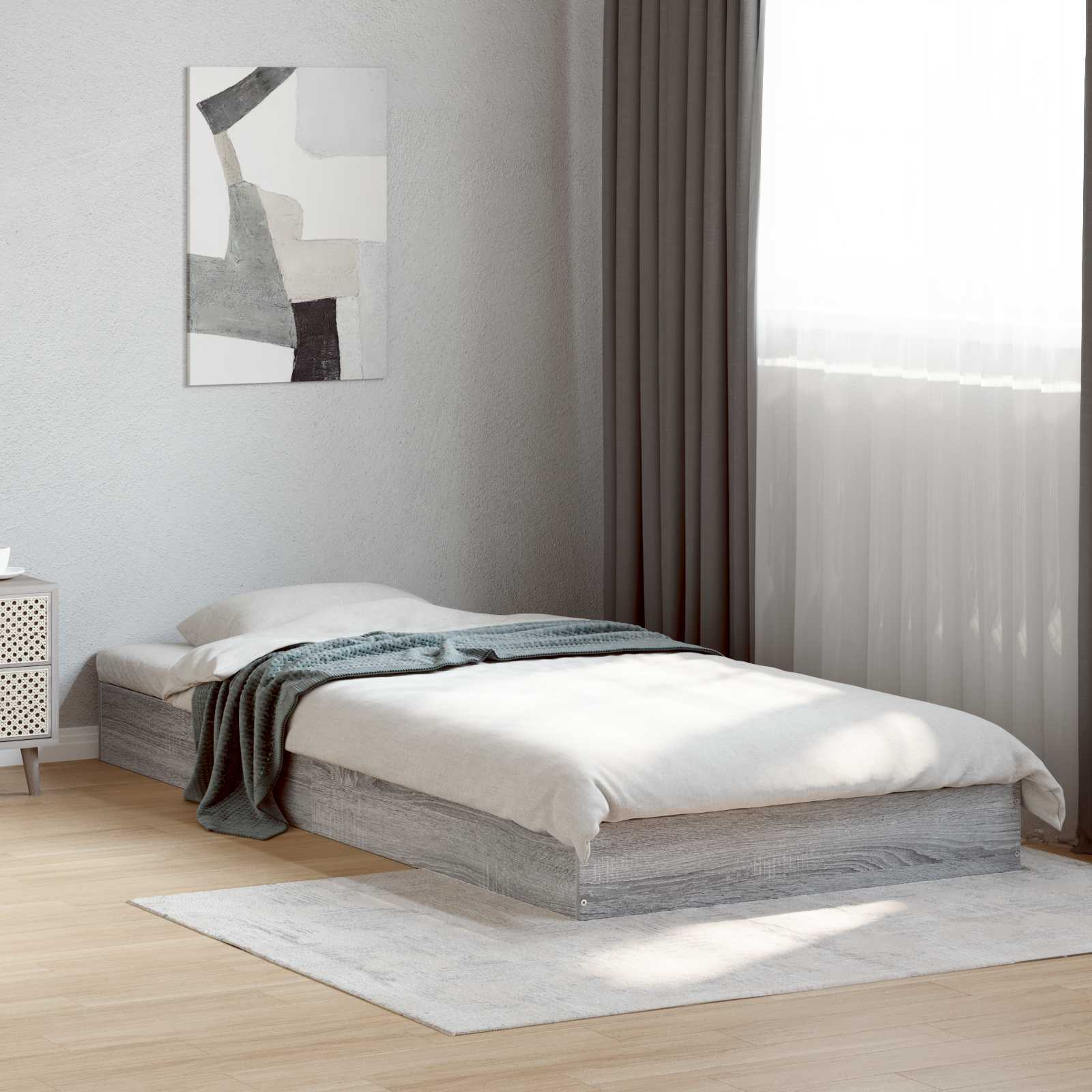Bodenbettgestell Sonoma-Grau 80 x 200 cm Holzwerkstoff