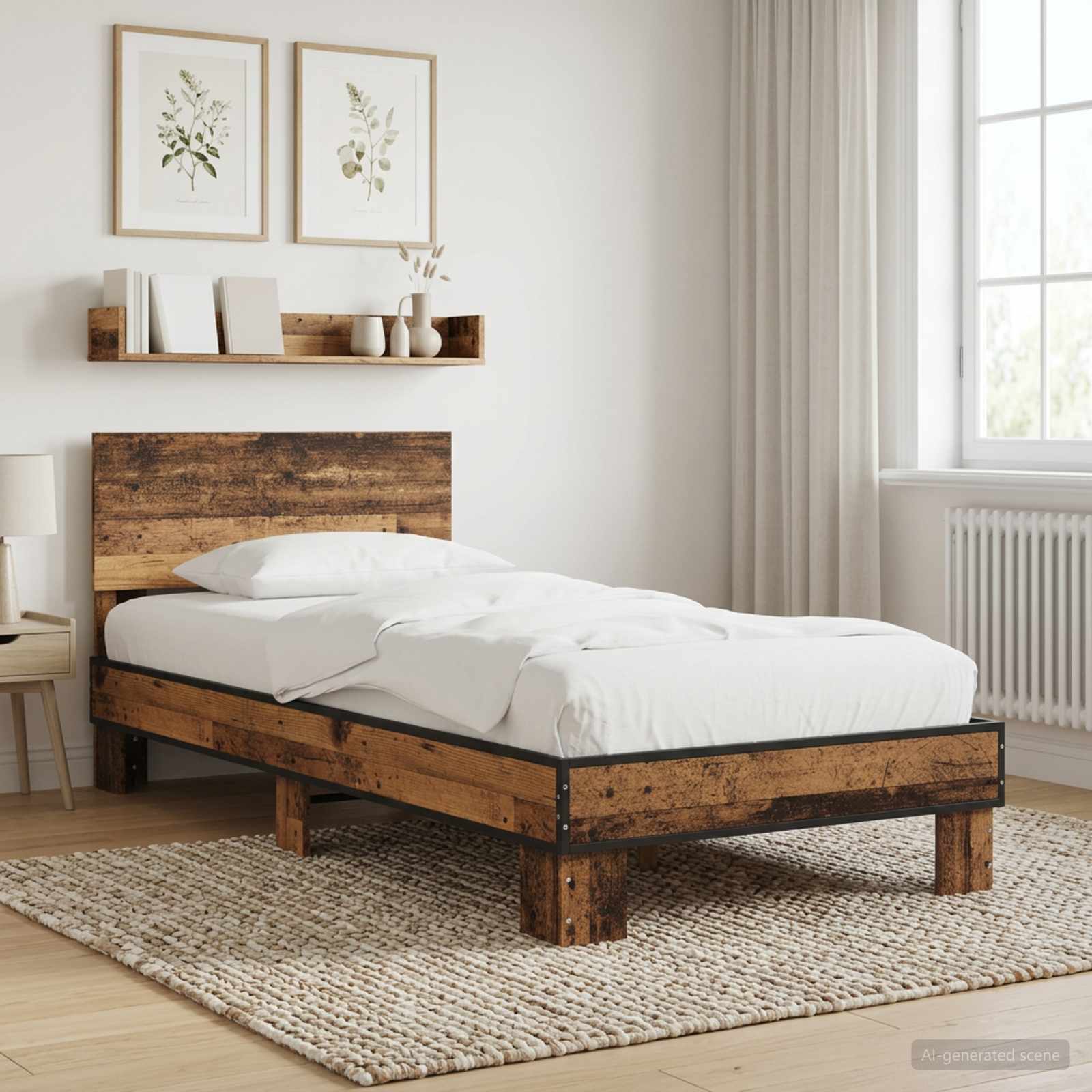 Bettgestell mit Kopfteil Altholz 80 x 200 cm Holzwerkstoff