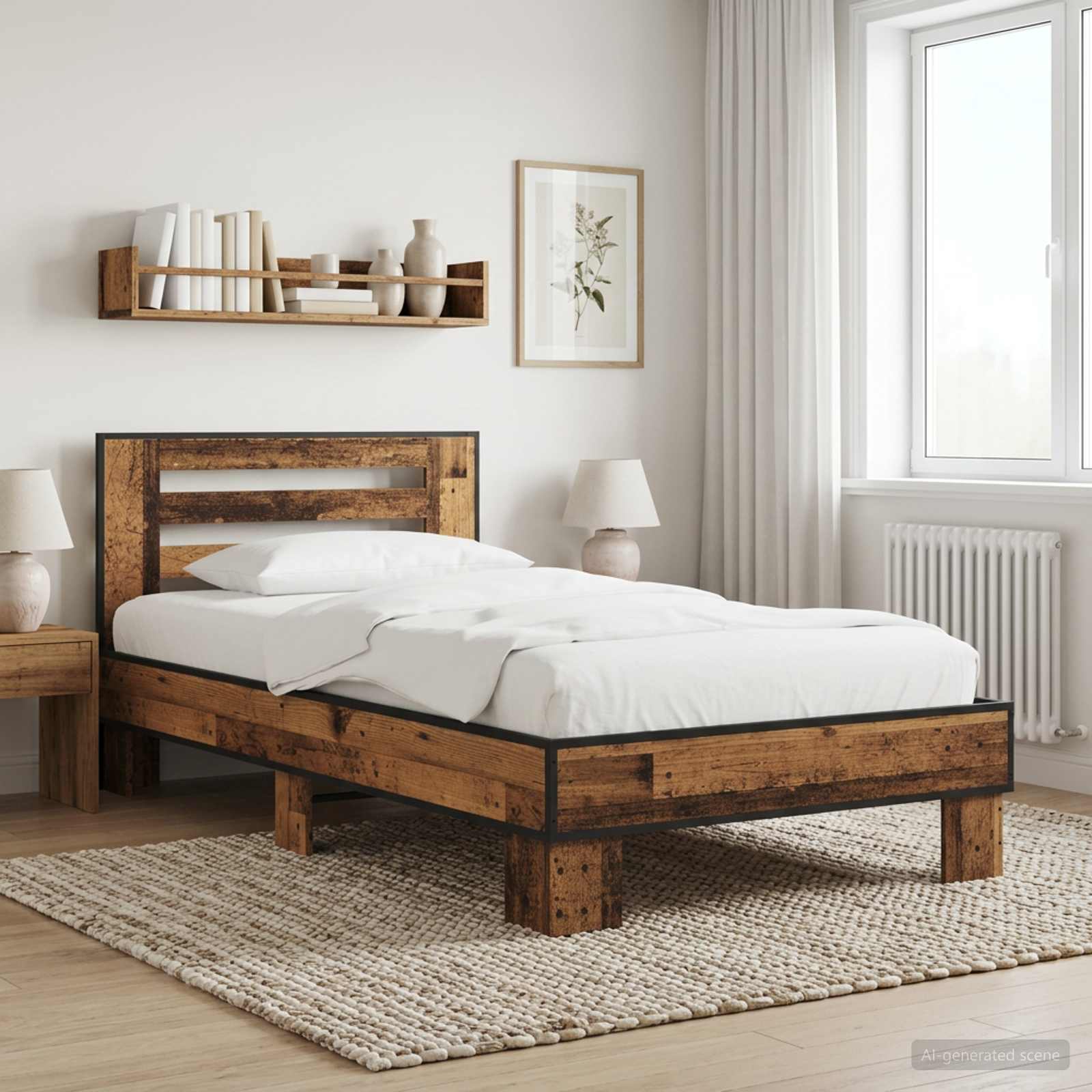 Bettgestell mit Kopfteil Altholz 80 x 200 cm Holzwerkstoff
