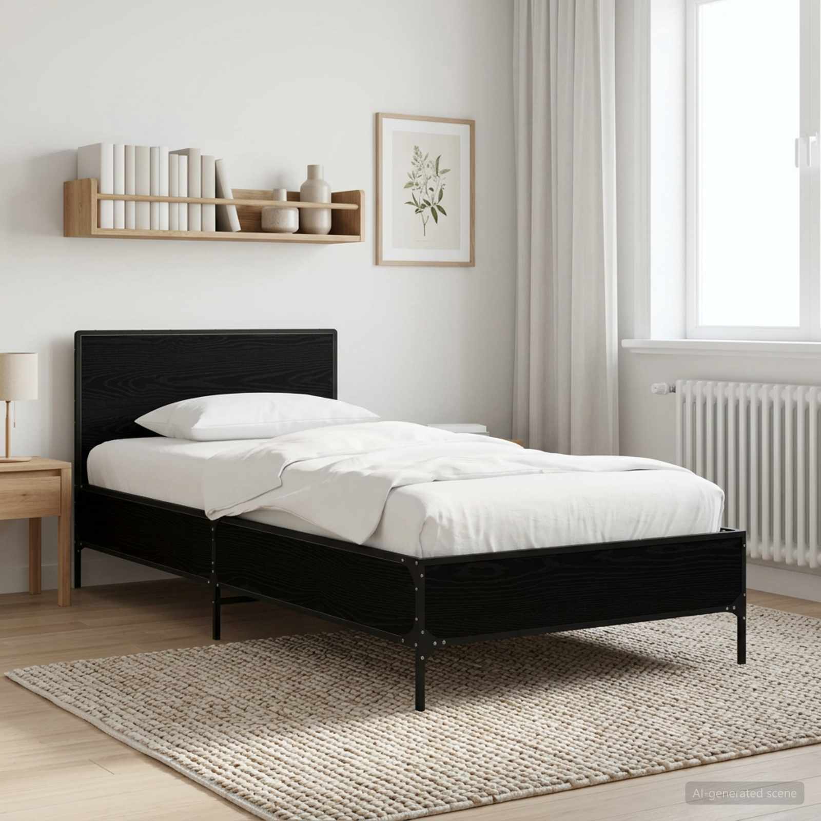 Bettgestell mit Kopfteil Schwarze Eiche 80 x 200 cm
