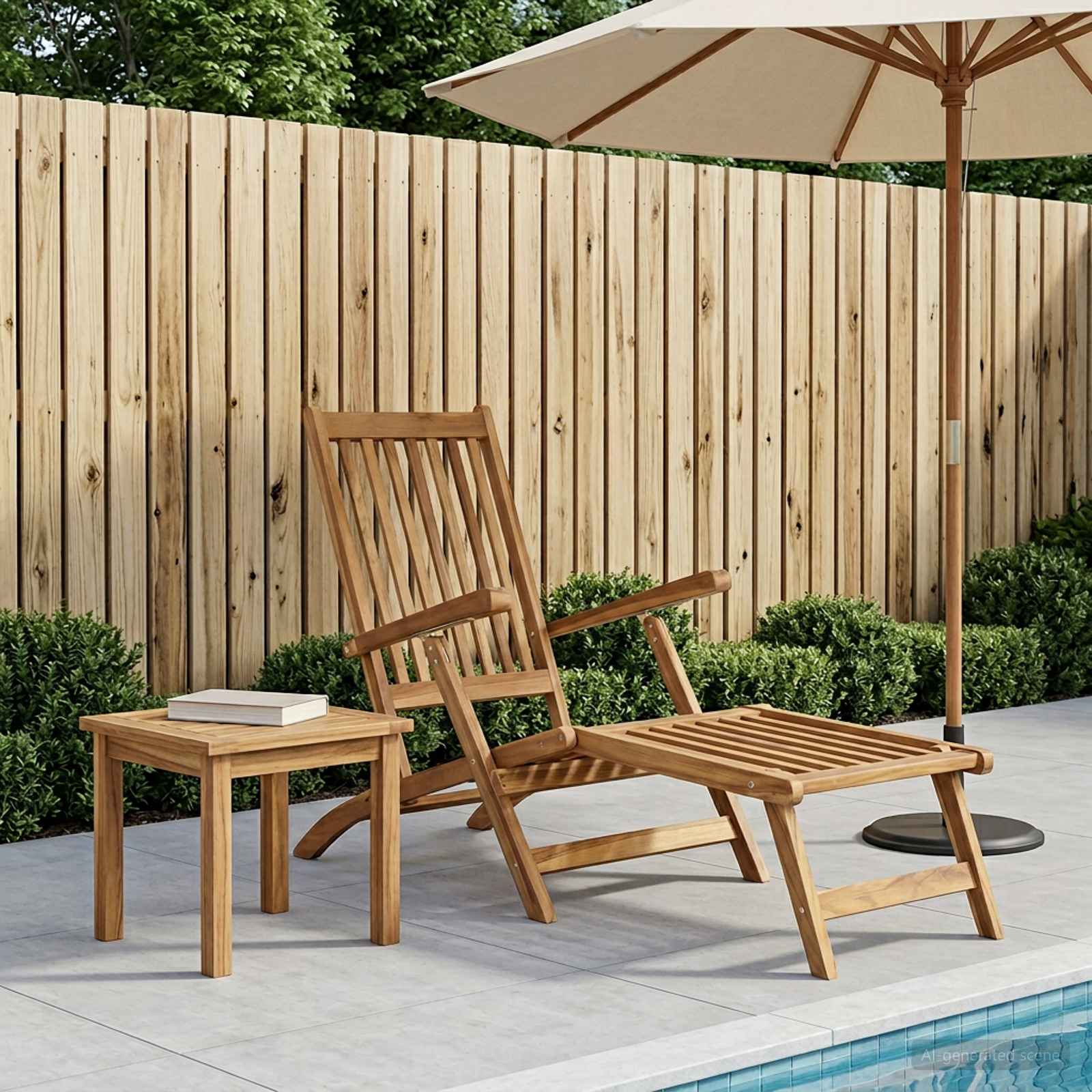 Faltbarer Deckstuhl Natur Massivholz Teak