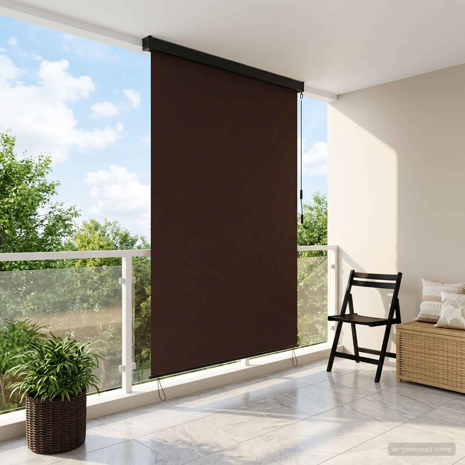 Rollo Braun 60 x 250 cm Stoff und Aluminium
