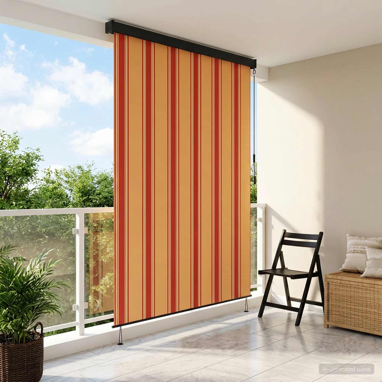 Rollo Mehrfarbig 80 x 250 cm Stoff und Aluminium
