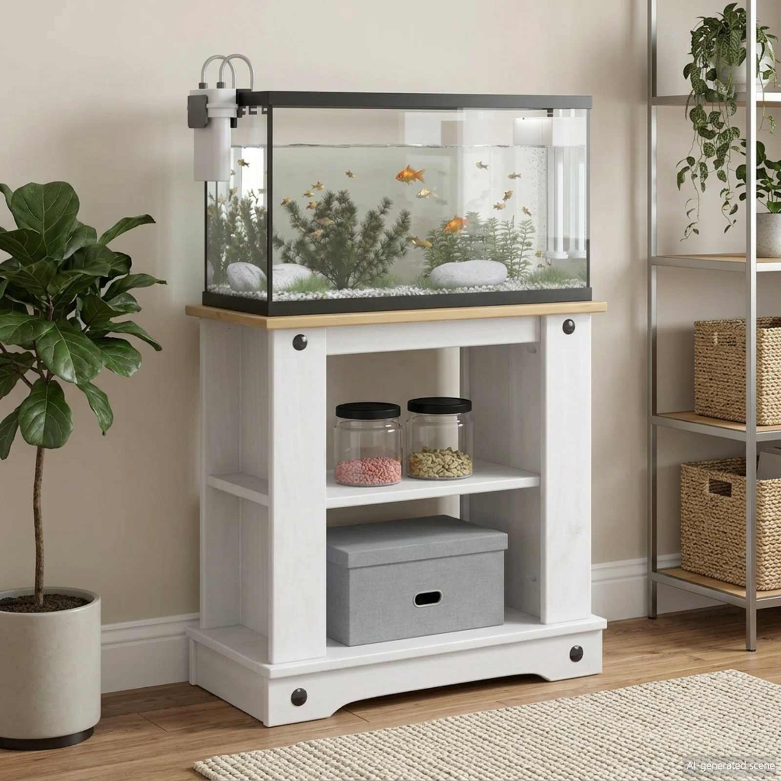 Aquariumständer CORONA Weiß und Braun 60 x 30 x 60 cm 150 kg