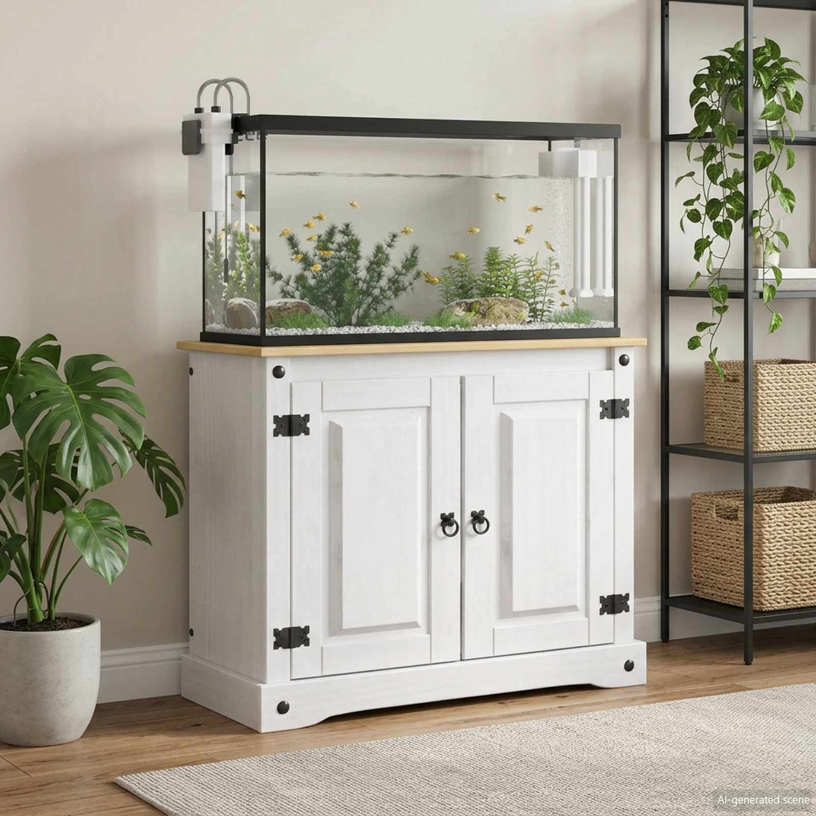 Aquariumständer CORONA Weiß und Braun 81,5 x 37 x 73 cm 250 kg