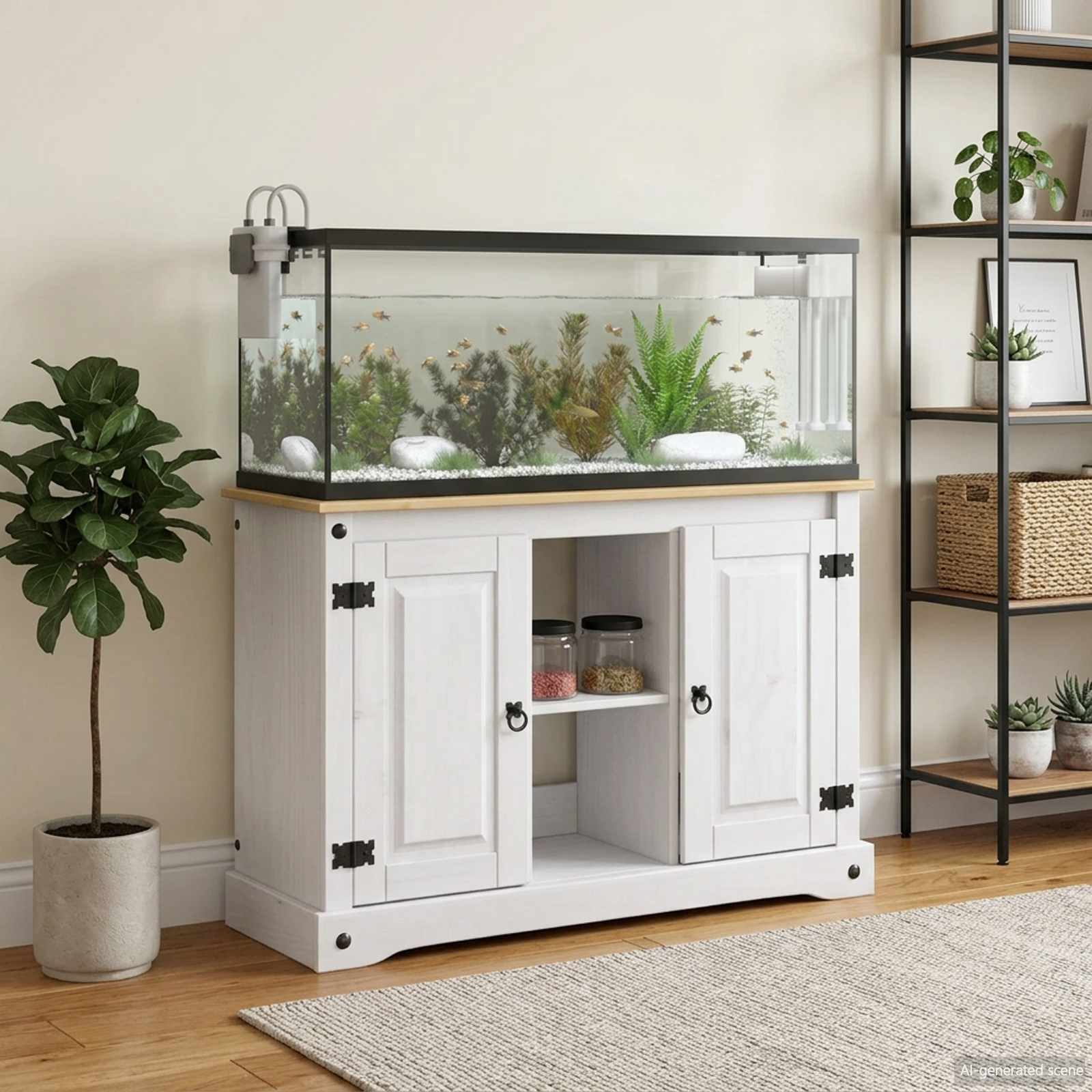 Aquariumständer CORONA Weiß und Braun 101,5 x 37 x 73 cm 300 kg