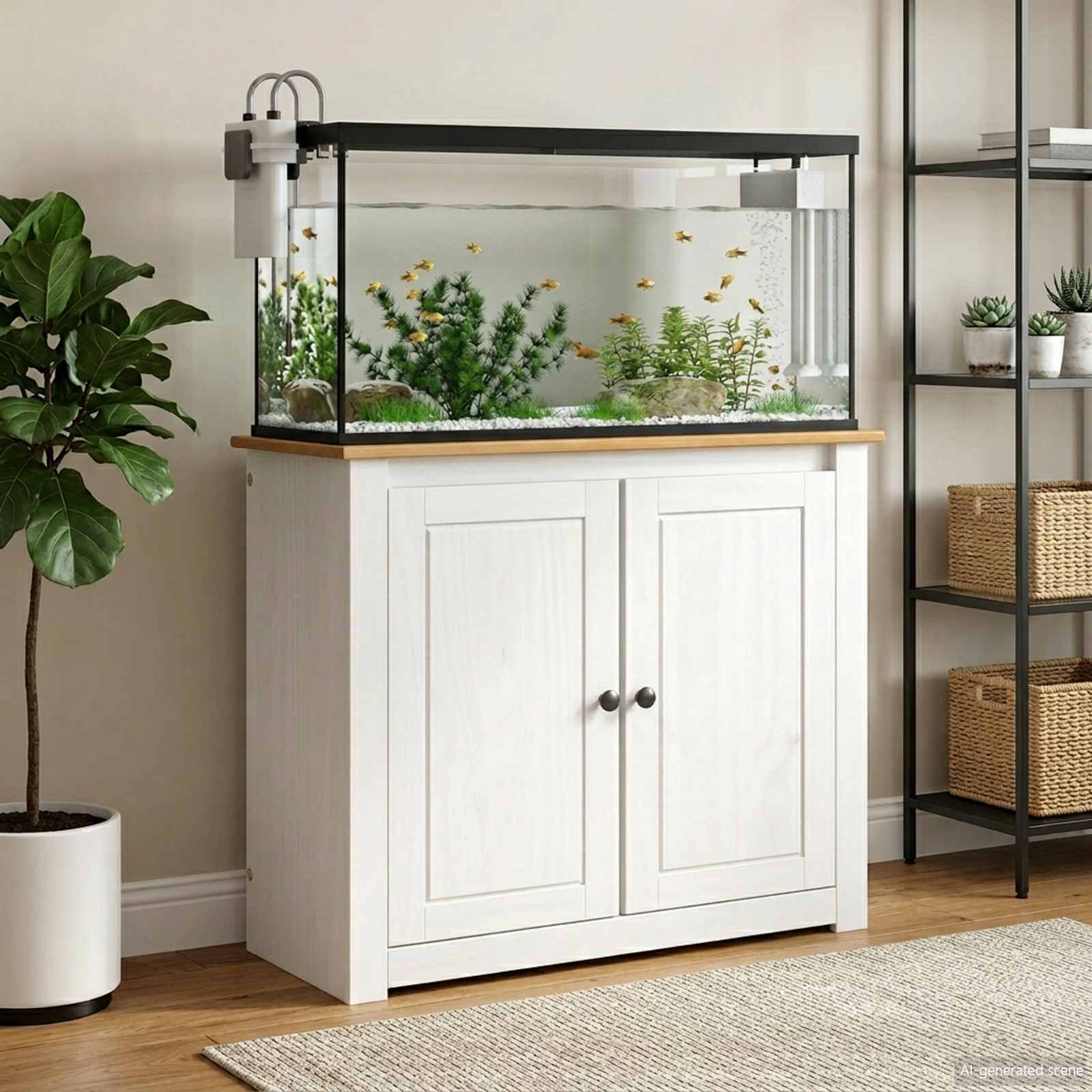 Aquariumständer PANAMA Weiß und Braun 81 x 36 x 73 cm 250 kg