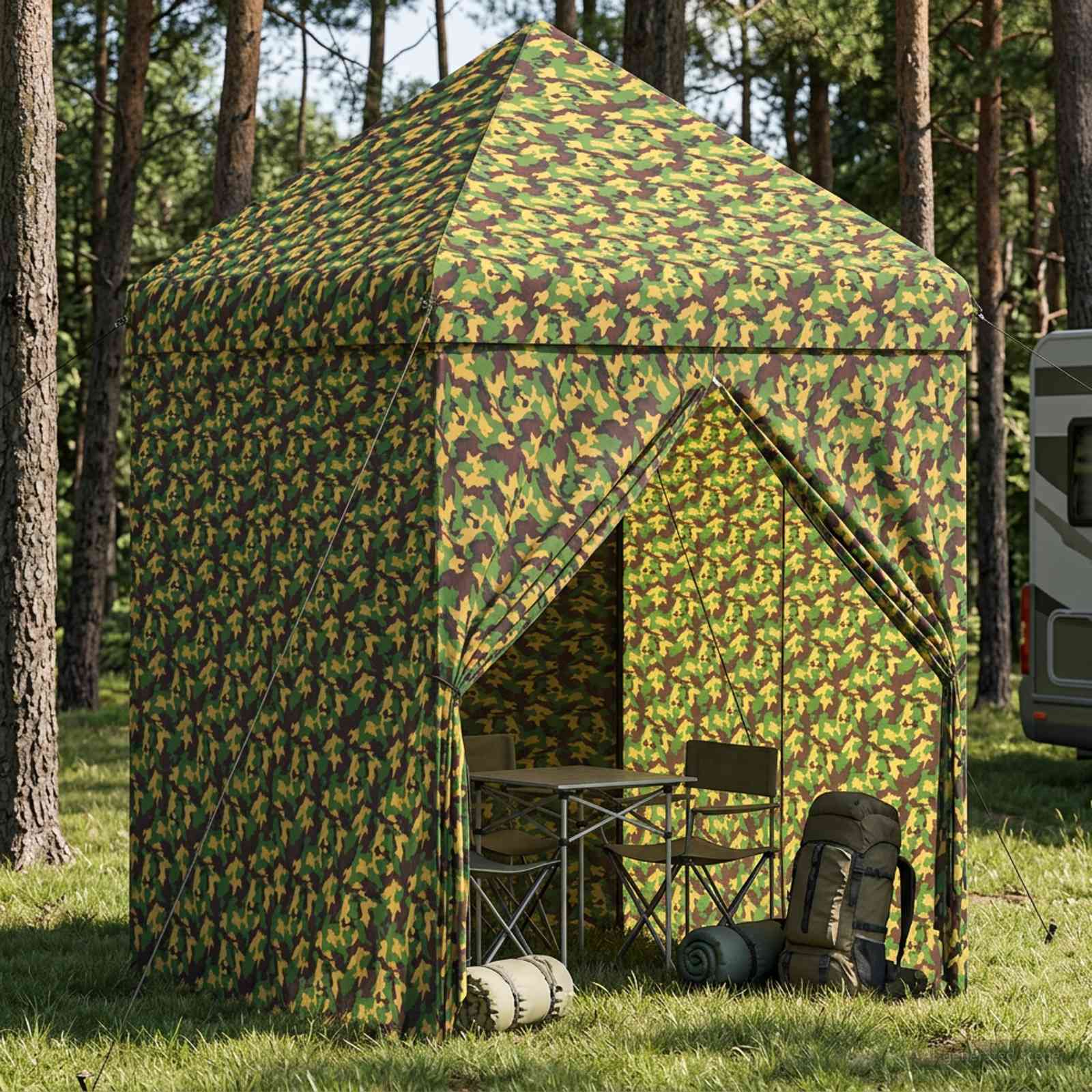 Zelt mit 4 Seitenwänden 2 x 2 m Army Tarnung