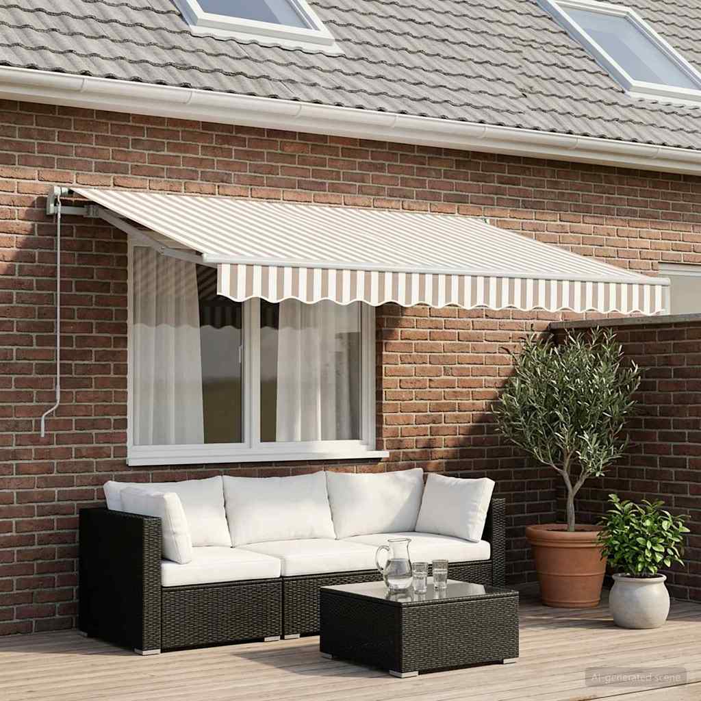 Markisenersatzstoff Hellgrau und Weiß 329 x 245 cm Polyester