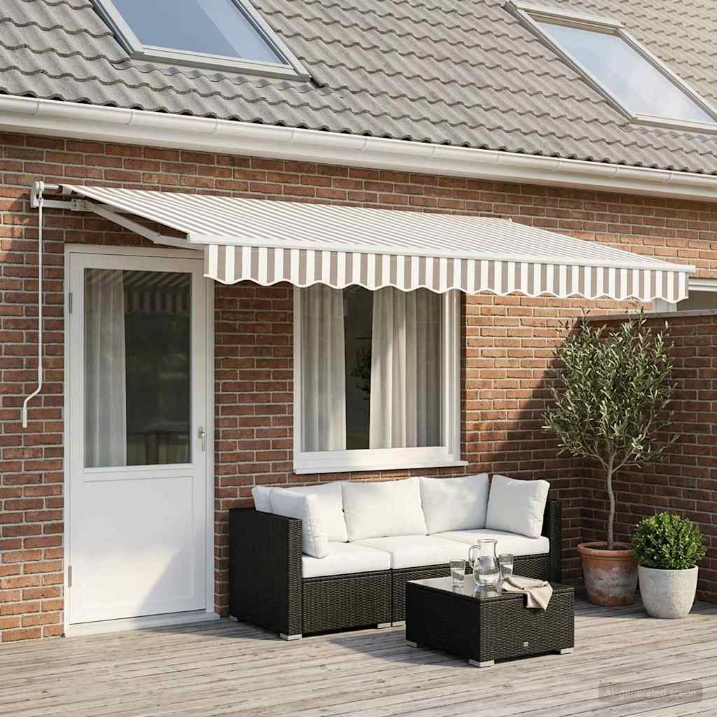Markisenersatzstoff Hellgrau und Weiß 481 x 295 cm Polyester