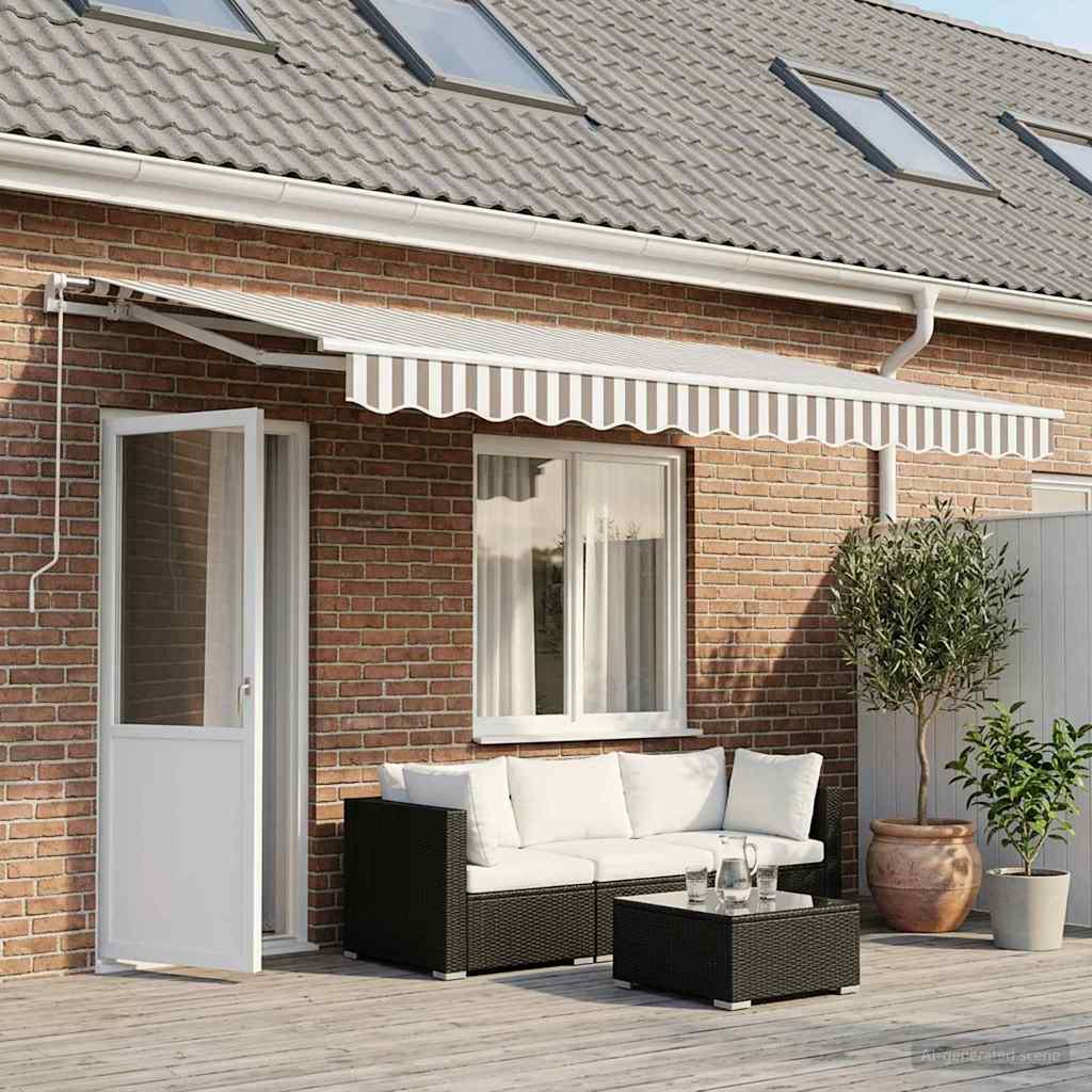 Markisenersatzstoff Hellgrau und Weiß 581 x 345 cm Polyester