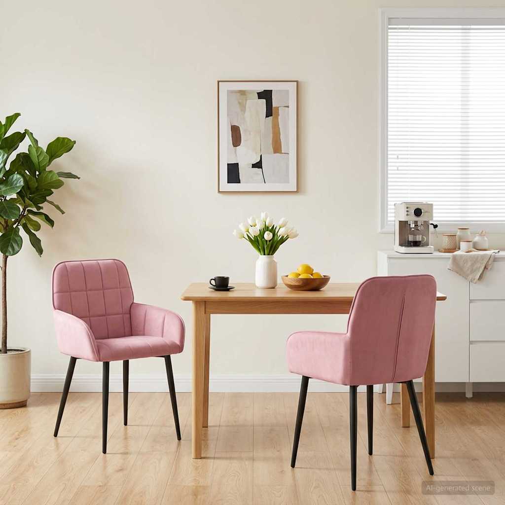 Esszimmerstühle 2 stk. Samt Rosa 57 x 50 x 85 cm