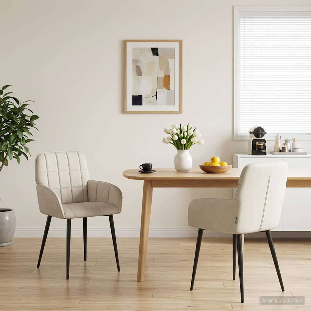 Esszimmerstühle 2 stk. Samt Creme 57 x 50 x 85 cm