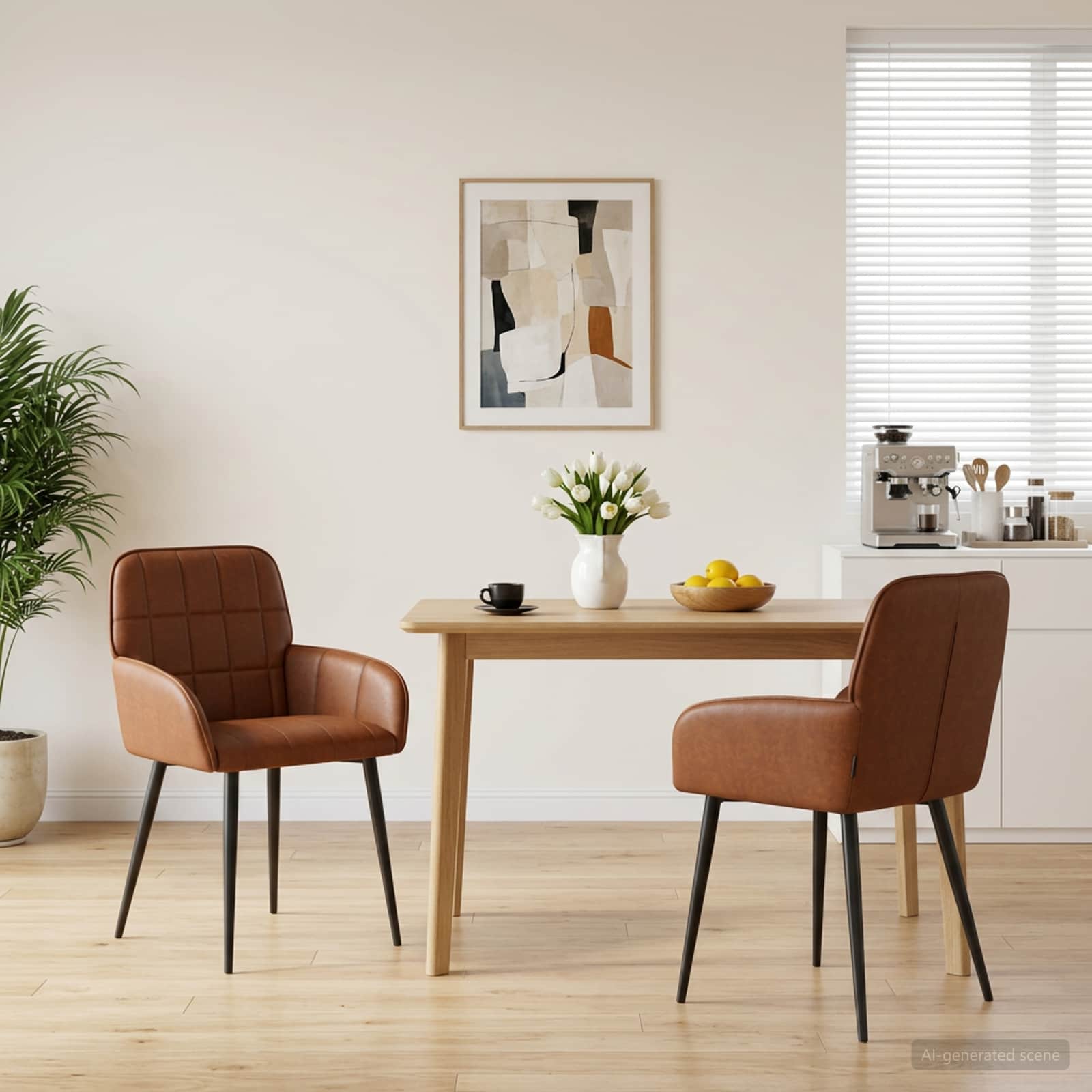 Esszimmerstühle 2 stk. Kunstleder Braun 57 x 50 x 85 cm