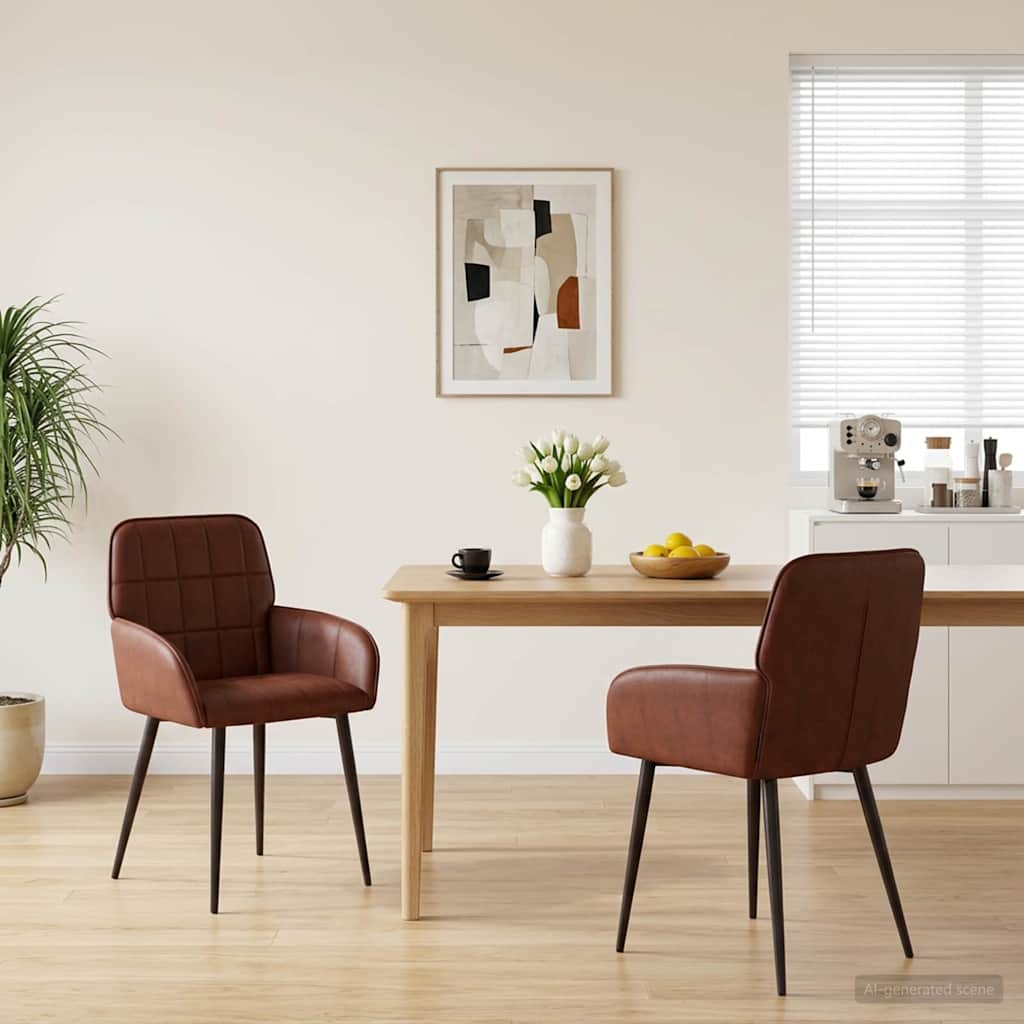 Esszimmerstühle 2 stk. Kunstleder Glänzendes Braun