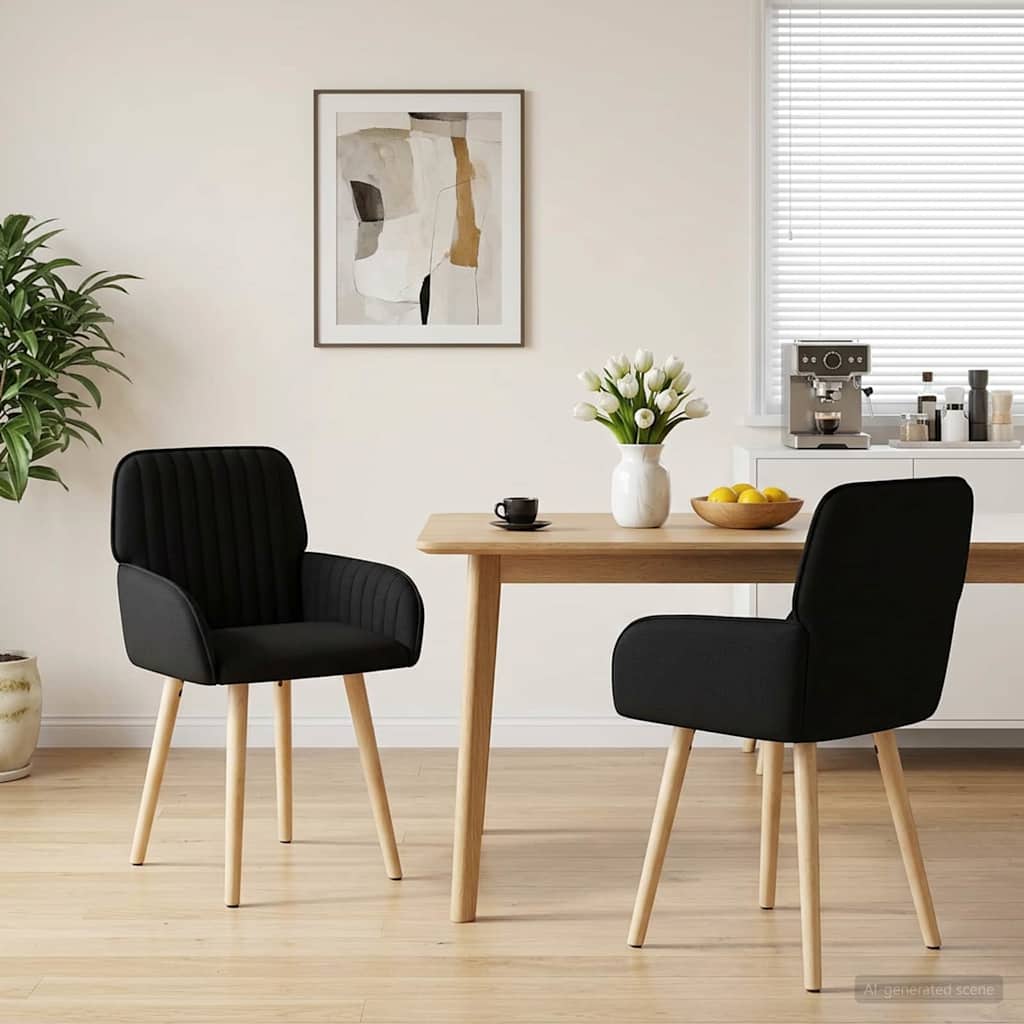 Esszimmerstühle 2 stk. Stoff Schwarz 56,5 x 50 x 87,5 cm