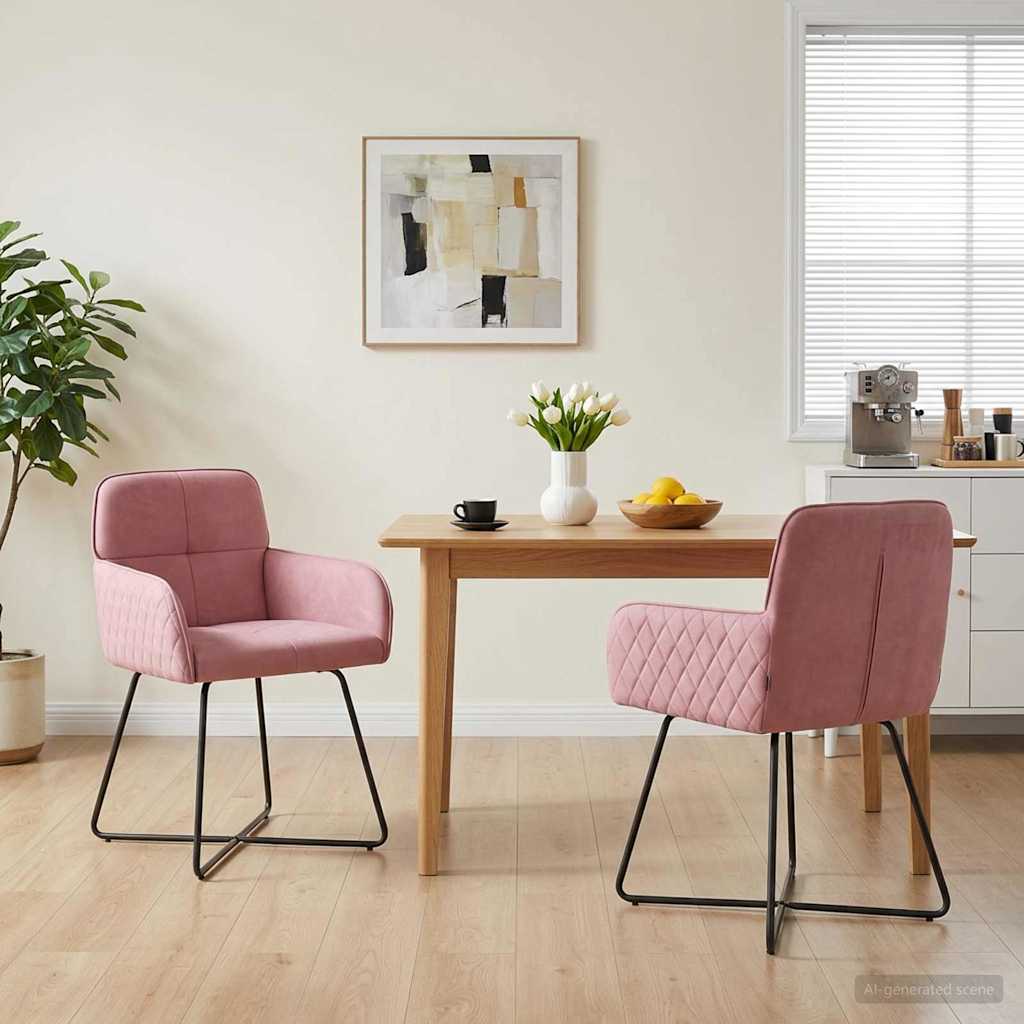 Esszimmerstühle 2 stk. Samt Rosa 59 x 56,5 x 86 cm