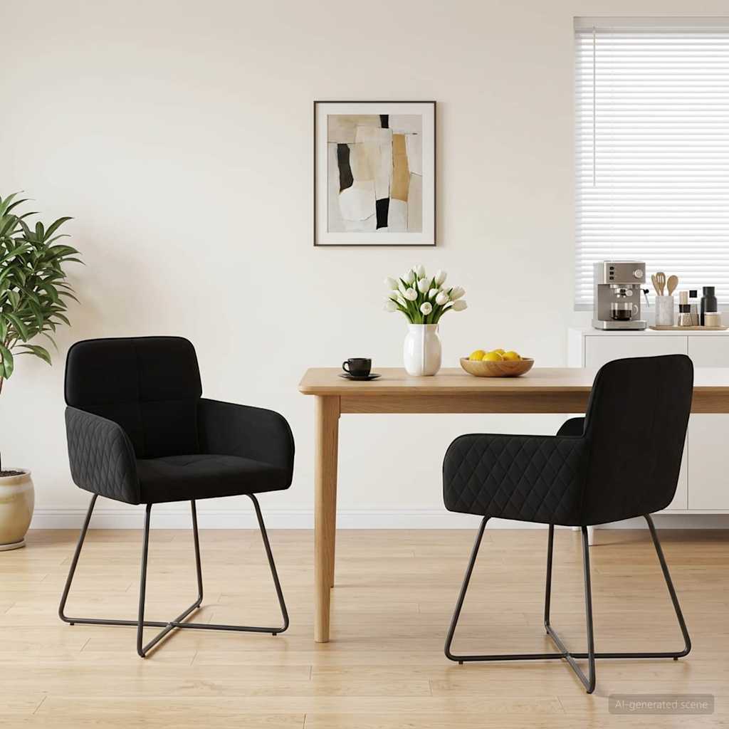 Esszimmerstühle 2 stk. Samt Schwarz 59 x 56,5 x 86 cm