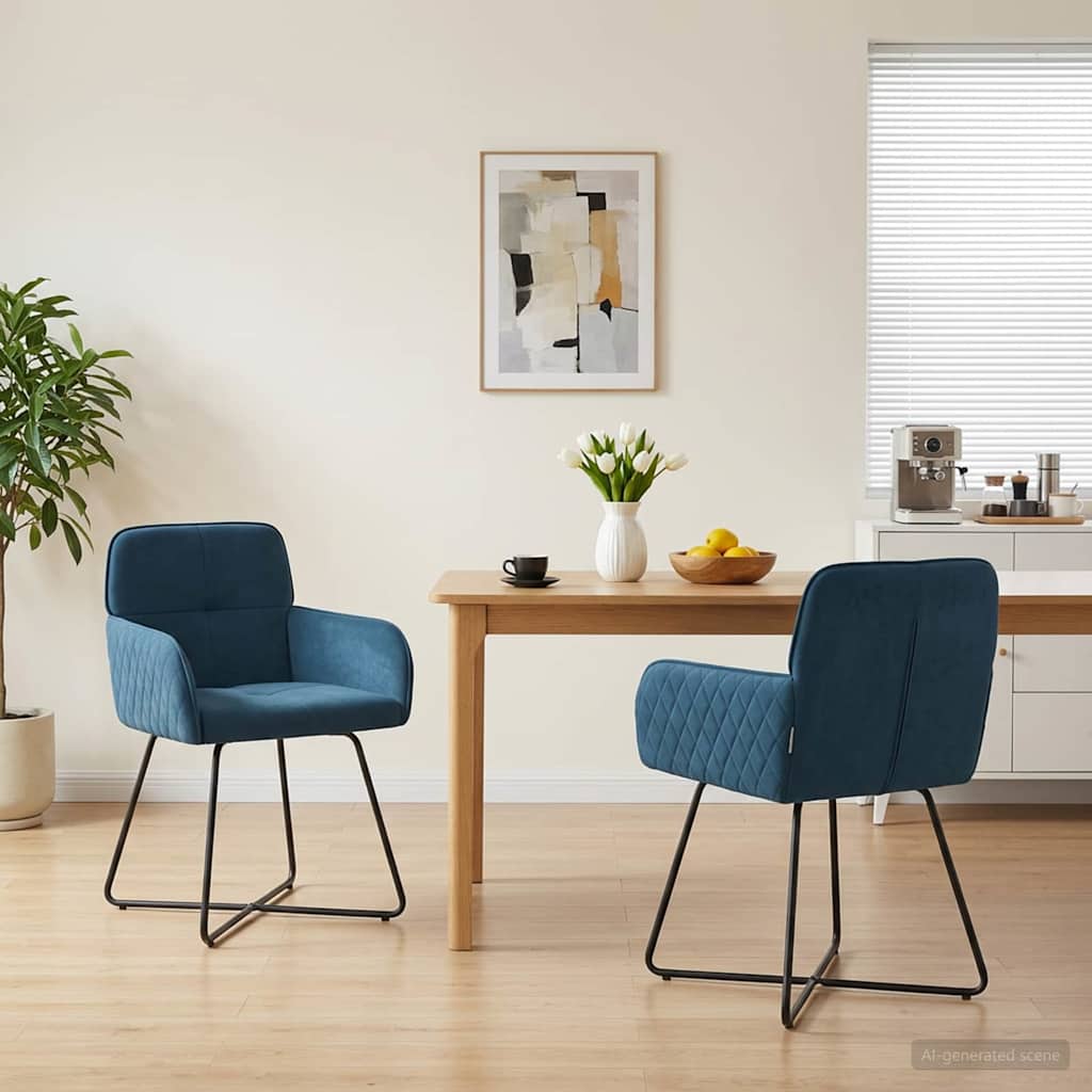 Esszimmerstühle 2 stk. Samt Blau 59 x 56,5 x 86 cm