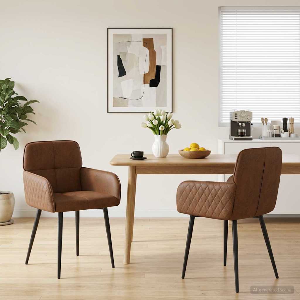 Esszimmerstühle 2 stk. Kunstwildleder Braun 59 x 56,5 x 85 cm