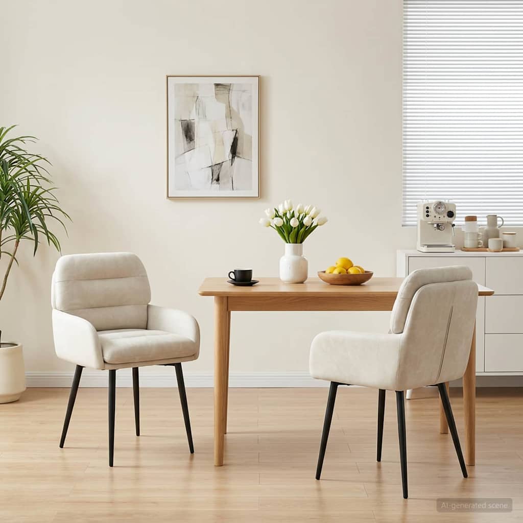 Esszimmerstühle 2 stk. Samt Creme 59 x 59,5 x 90 cm