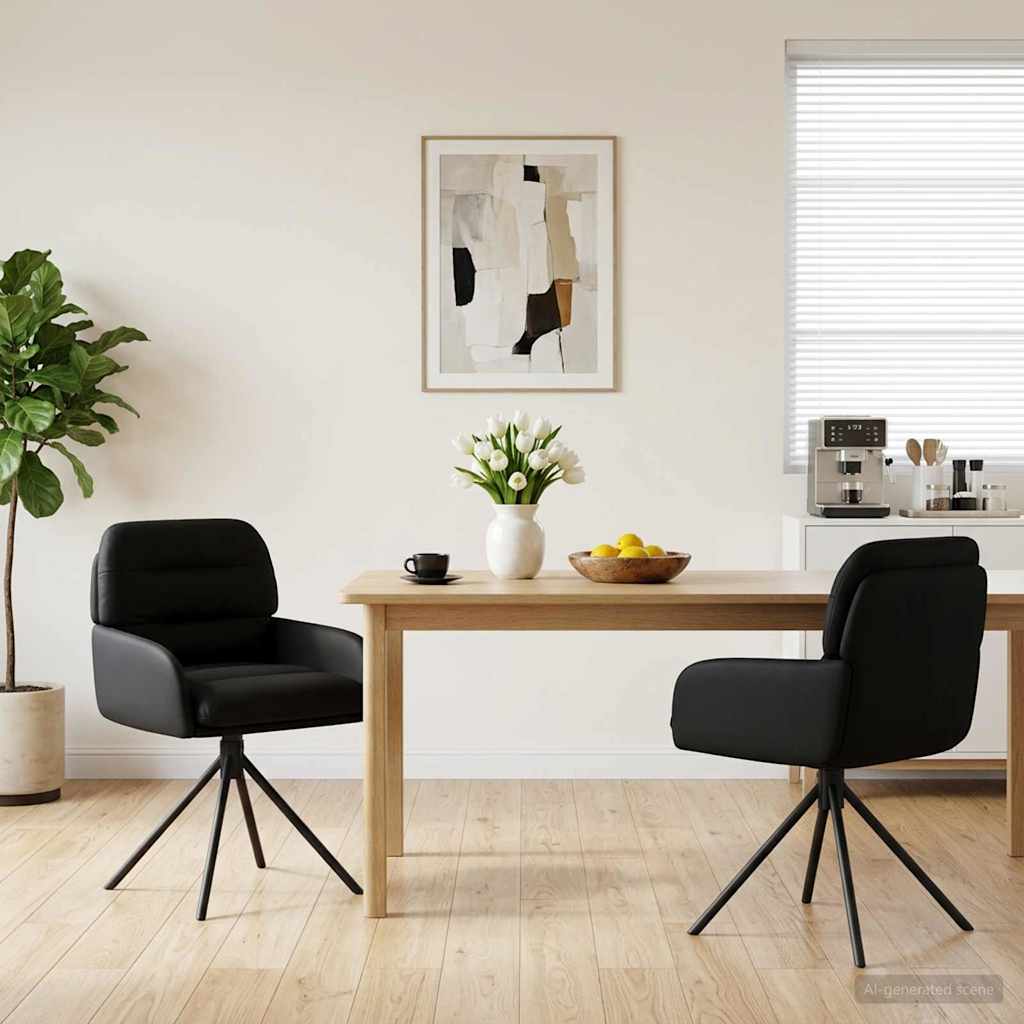 Drehstuhl Esszimmer 2 stk. Kunstleder Schwarz 59 x 59,5 x 90 cm