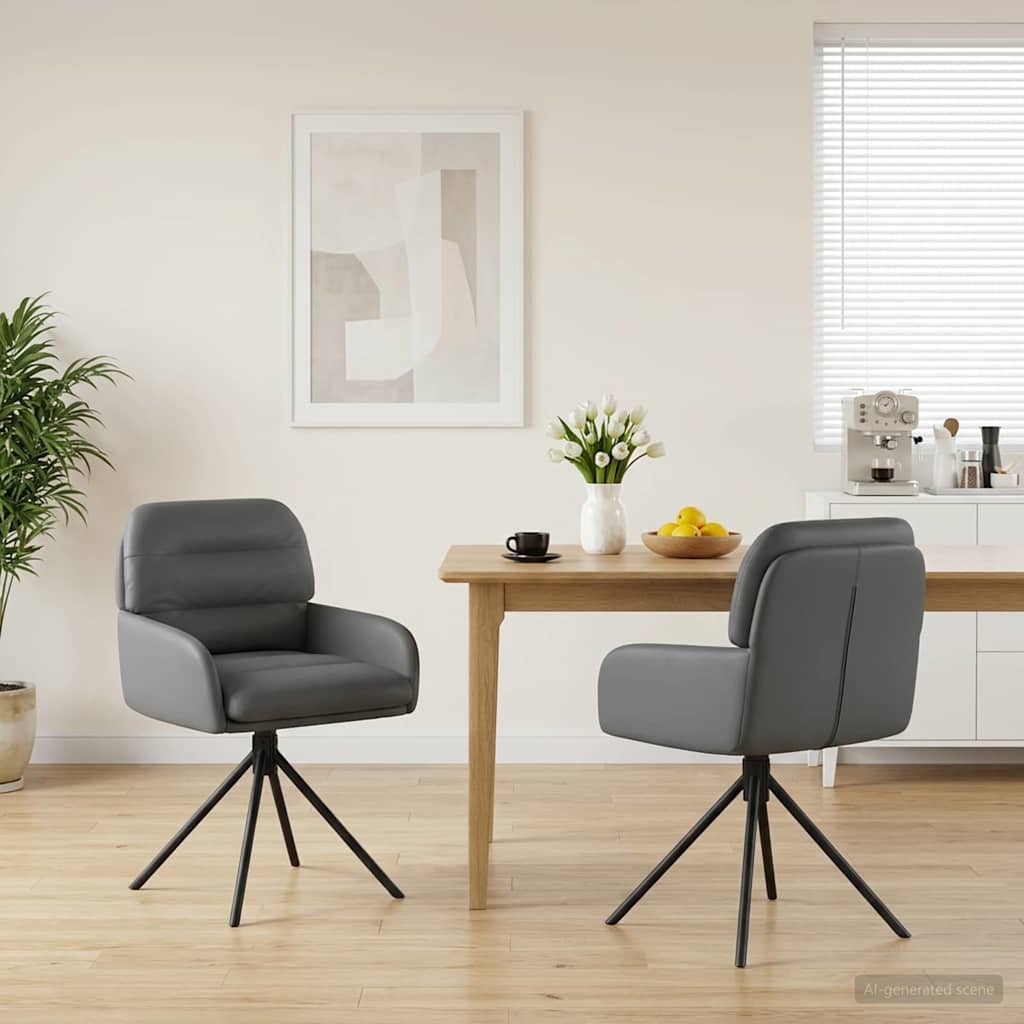 Drehstuhl Esszimmer 2 stk. Kunstleder Grau 59 x 59,5 x 90 cm