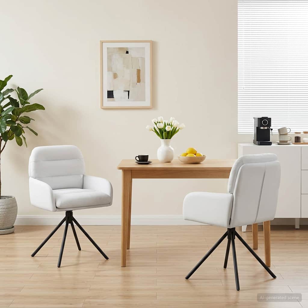 Drehstuhl Esszimmer 2 stk. Kunstleder Weiß 59 x 59,5 x 90 cm