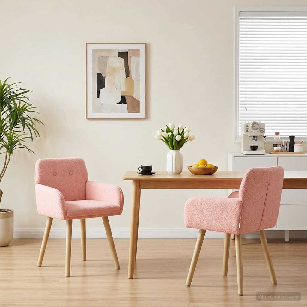 Esszimmerstühle 2 stk. Bouclé Rosa 59 x 57 x 85 cm