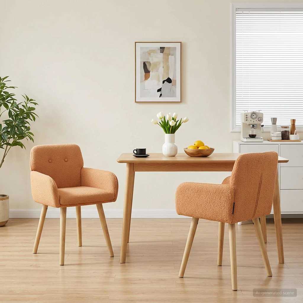 Esszimmerstühle 2 stk. Bouclé Beige 59 x 57 x 85 cm