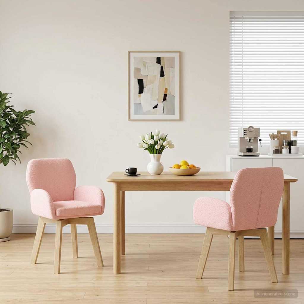 Drehstuhl Esszimmer 2 stk. Bouclé Rosa 54 x 58 x 87 cm