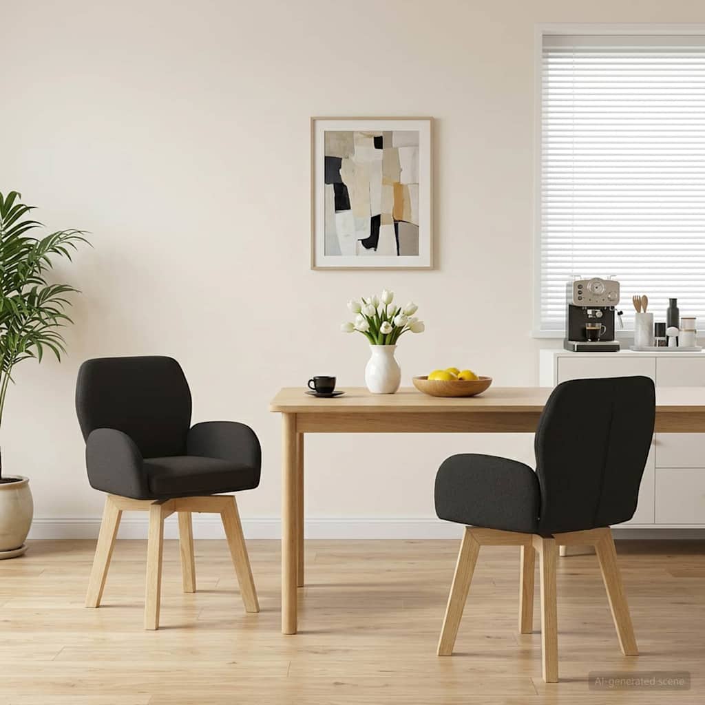 Drehstuhl Esszimmer 2 stk. Bouclé Schwarz 54 x 58 x 87 cm